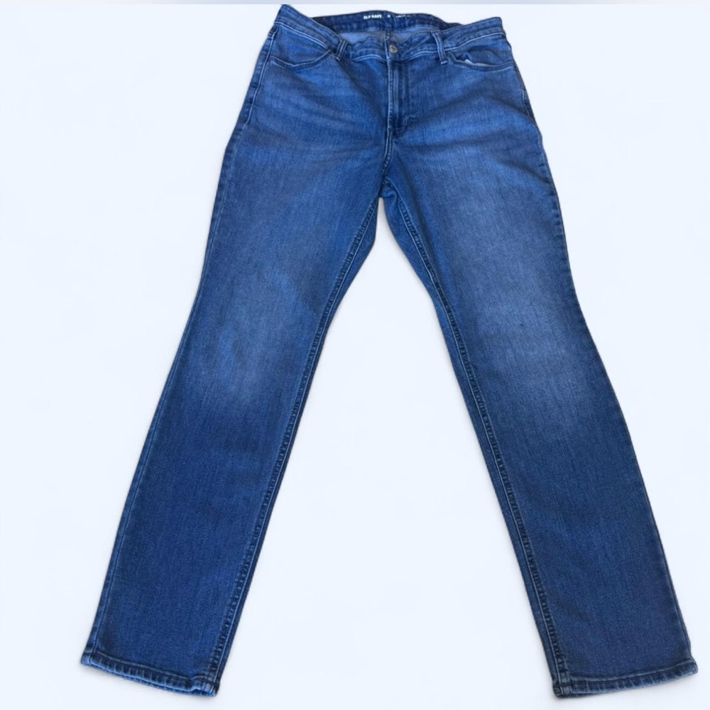Old Navy High-Rise Wow Straight Jeans darker blue wash everyday jeans sz 12